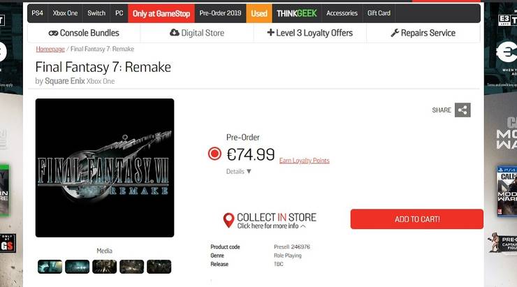 Gamestop Leaks Final Fantasy 7 Remake For Xbox One Game Rant Gamestop Leaks Final Fantasy 7 Remake For Xbox One Game Rant