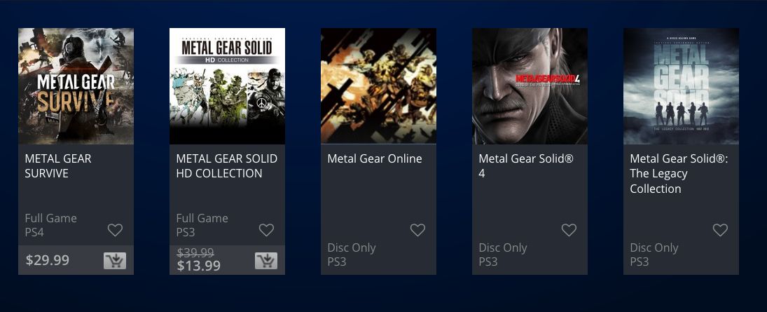 metal gear solid ps store