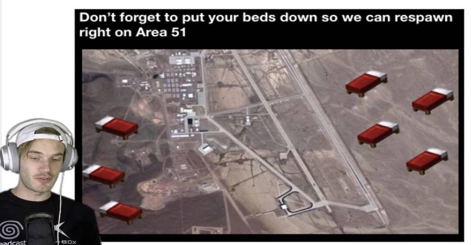 Pewdiepie Discusses Storming Area 51 Belle Delphine Bath Water In Meme Review