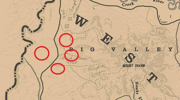 Red Dead 2 Treasure Map Locations.